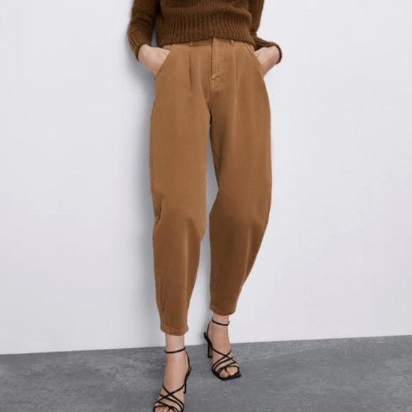 Zara Pants - Zara Brown High Waisted Slouchy Pants